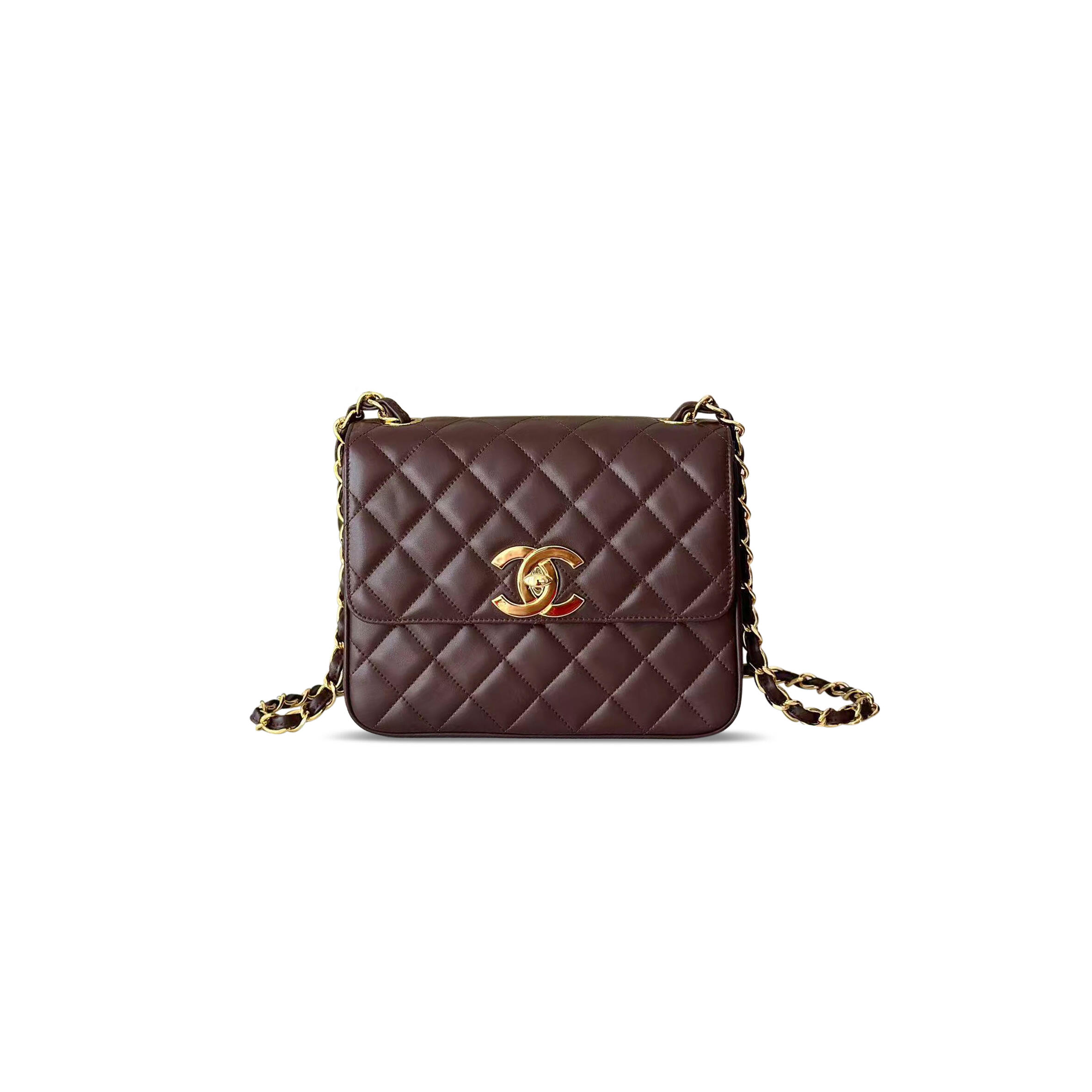 CHANEL QUILTED CLASSIC FLAP BAG BROWN A2218 (25*20*9cm)